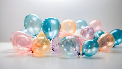Fototapeta premium A vibrant assortment of shimmering pastel balloons, perfect for any joyous celebration, birthday party, or festive event, creating a lighthearted and celebratory atmosphere