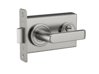 Modern door lever lock isolated on transparent background