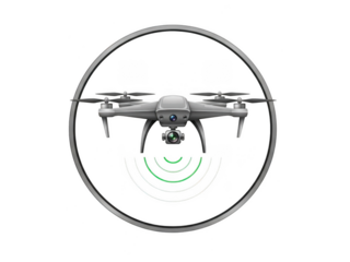 Drone with camera isolated on transparent background