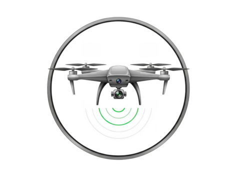 Drone with camera isolated on transparent background - Powered by Adobe