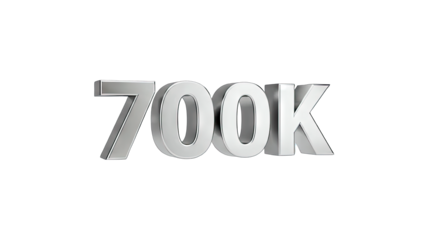 700K Metallic Number on White Background