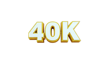 40K Number with Gold Border on White Background