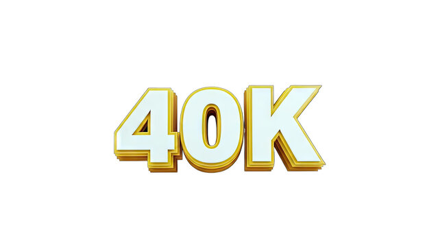 40K Number with Gold Border on White Background