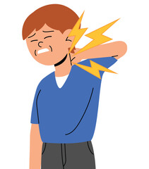 Middle Age Woman with Stiff Neck, Unwell Female Hands on Neck with Pain illustration