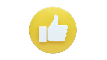 Thumb Up Icon on Yellow Circle - Social Media Concept