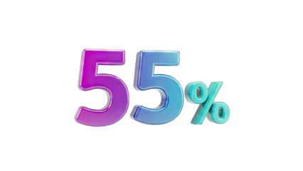 3D Render of 55 Percent on White Background