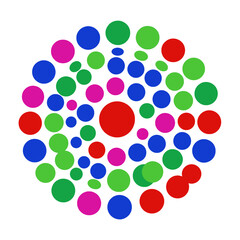 Fototapeta premium Bright multicolored circles in varied sizes.