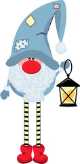 Christmas gnome with a lantern