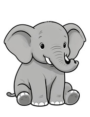 Fototapeta premium Cute Cartoon Baby Elephant Smiling