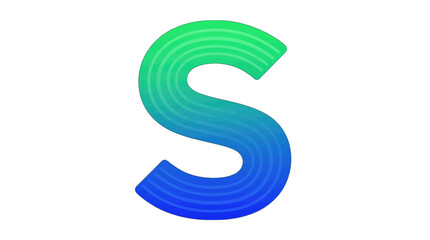 Naklejka premium Gradient blue and green 3D letter S