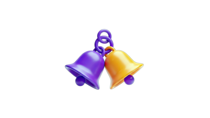 3D Rendered Bells Hanging Together on White Background
