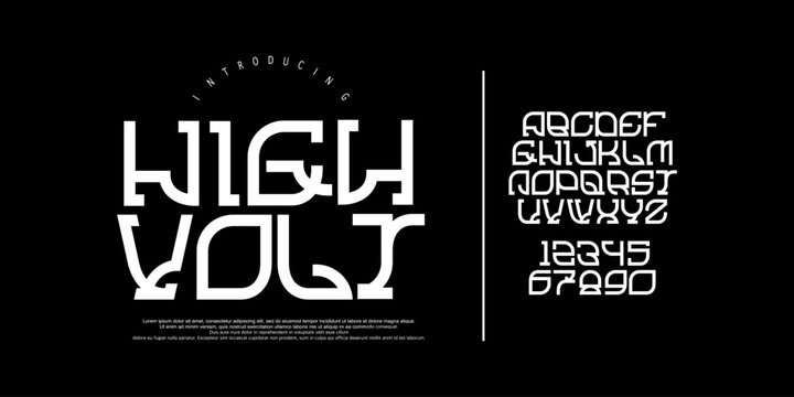 High Volt Font is Futuristic techno display font with modular geometric shapes, perfect for sci-fi UI, tech branding, posters, and digital visuals.