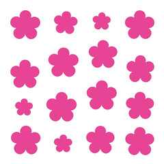 Vibrant pink flower shapes in assorted sizes