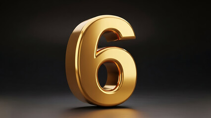 Luxury Golden Number Six on Dark Background