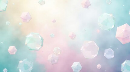 Pastel geometric shapes floating softly abstract pink