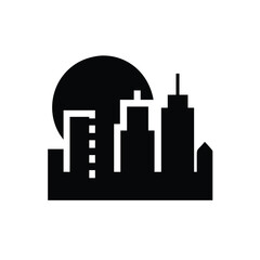 Modern City Skyline Silhouette at Sunset