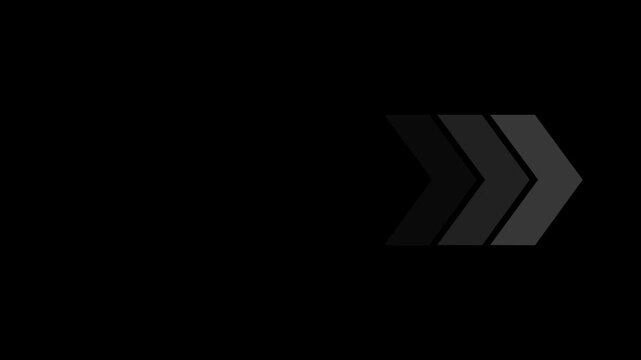 arrow moving on left to right .arrow animation . arrow animated on black background.