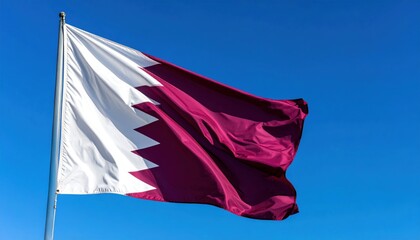 Qatar national flag waving in the sky
