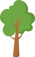 simple tree with green leaves, flat tree
