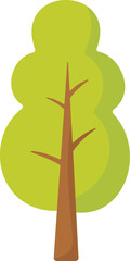 cartoon cute tree, green tree with brown trunk