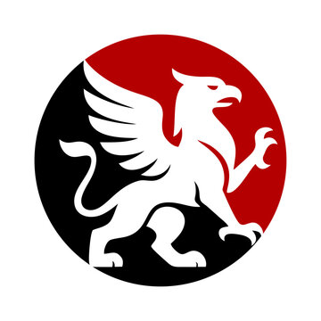 Griffin logo vector illustration template. Simple design black and red