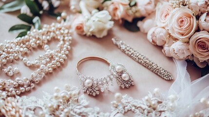 Bridal Jewelry  Bouquet Elegant Wedding Details.