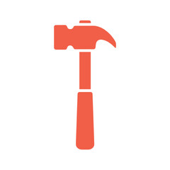 Red hammer icon on white background
