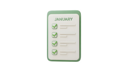 New Year January To Do List and Task Management 3D Icon