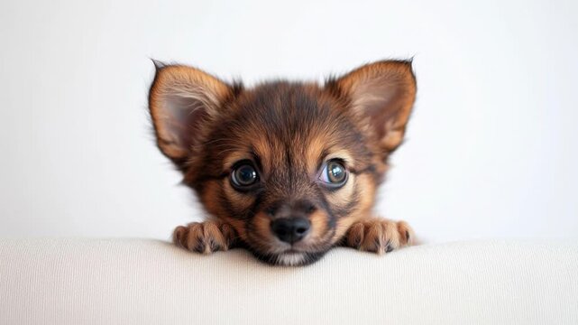 Cute chihuahua puppy looking directly at the camera.