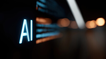 Luminous initials appear beside blurred circuitry suggesting advanced intelligent systems.