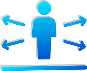 3D Opportunity Choice Icon with Direction Arrows Isolated on Transparent Background