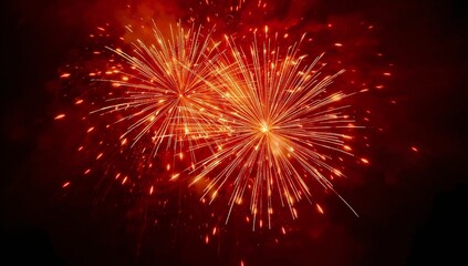 Flame colored firework blends red orange yellow sparks mimicking realistic dancing fire visuals