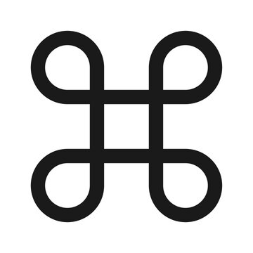 Looped square knot symbol. Saint Hannes arms or cross. Place of interest sign. Kalevala and Hannunvaakuna mythology symbol. Vector illustration image.