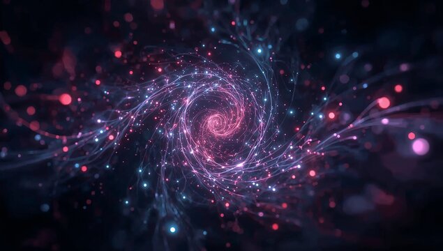 Luminous tendril curls endlessly leaving glowing traces across unseen dimensions
