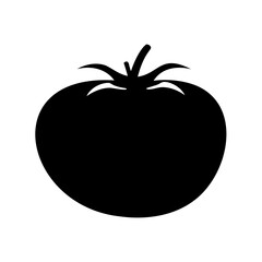 Minimalist Black Silhouette of a Ripe and Juicy Tomato, Isolated Design