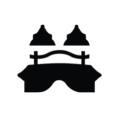 Bridge and Mountains Silhouette Icon