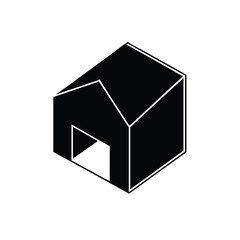 Minimalist Isometric House Silhouette Icon