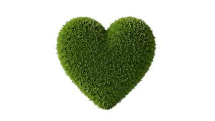 Green heart shaped object isolated on transparent background