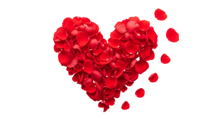 Red heart shape made of small hearts isolated on transparent background