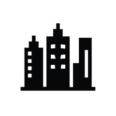 Minimalist City Buildings Skyline Silhouette Vector Icon