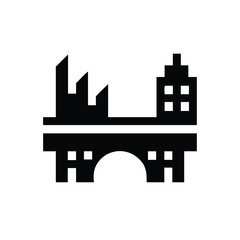 Urban architecture bridge and skyline silhouette