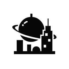 Modern Space Colony Silhouette