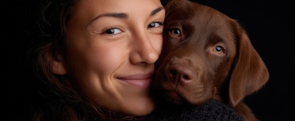 companion animal love shown through warm embrace and joyful smile