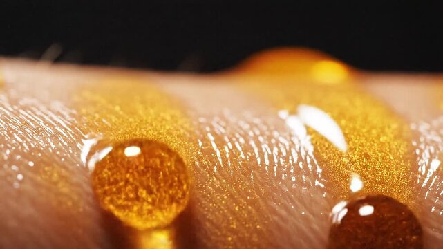 Beauty Serum Droplets on Skin - Horizontal 16:9 Luxury Close-up