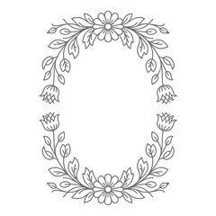 Beautiful floral wreath frame on white background Vector illustration