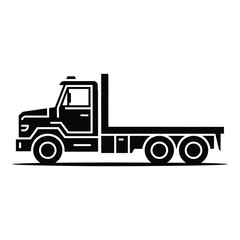 Fototapeta premium Black silhouette of a flatbed truck Vector illustration