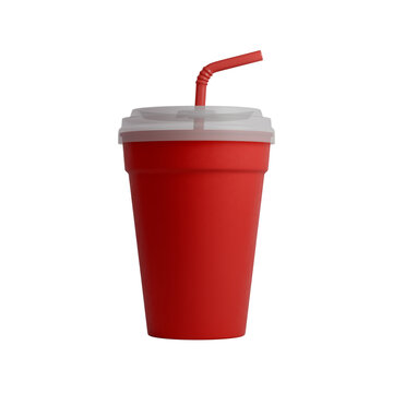 3d render of a red soft drink cup with a straw