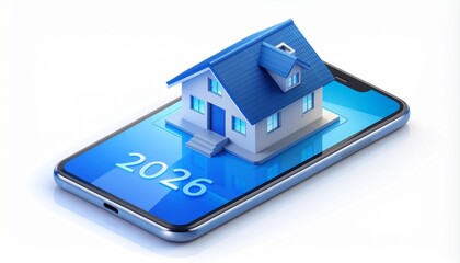 Smart home technology concept with house on smartphone screen in 2026