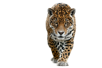 Powerful jaguar animal standing pose isolated on transparent background