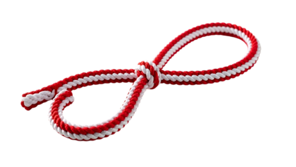 Red and white cord isolated on transparent background